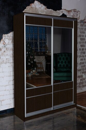 Изображение товара Шкаф- купе ЭльфОла "Эко" 152*45*240 см, венге, фасады вставка зеркало