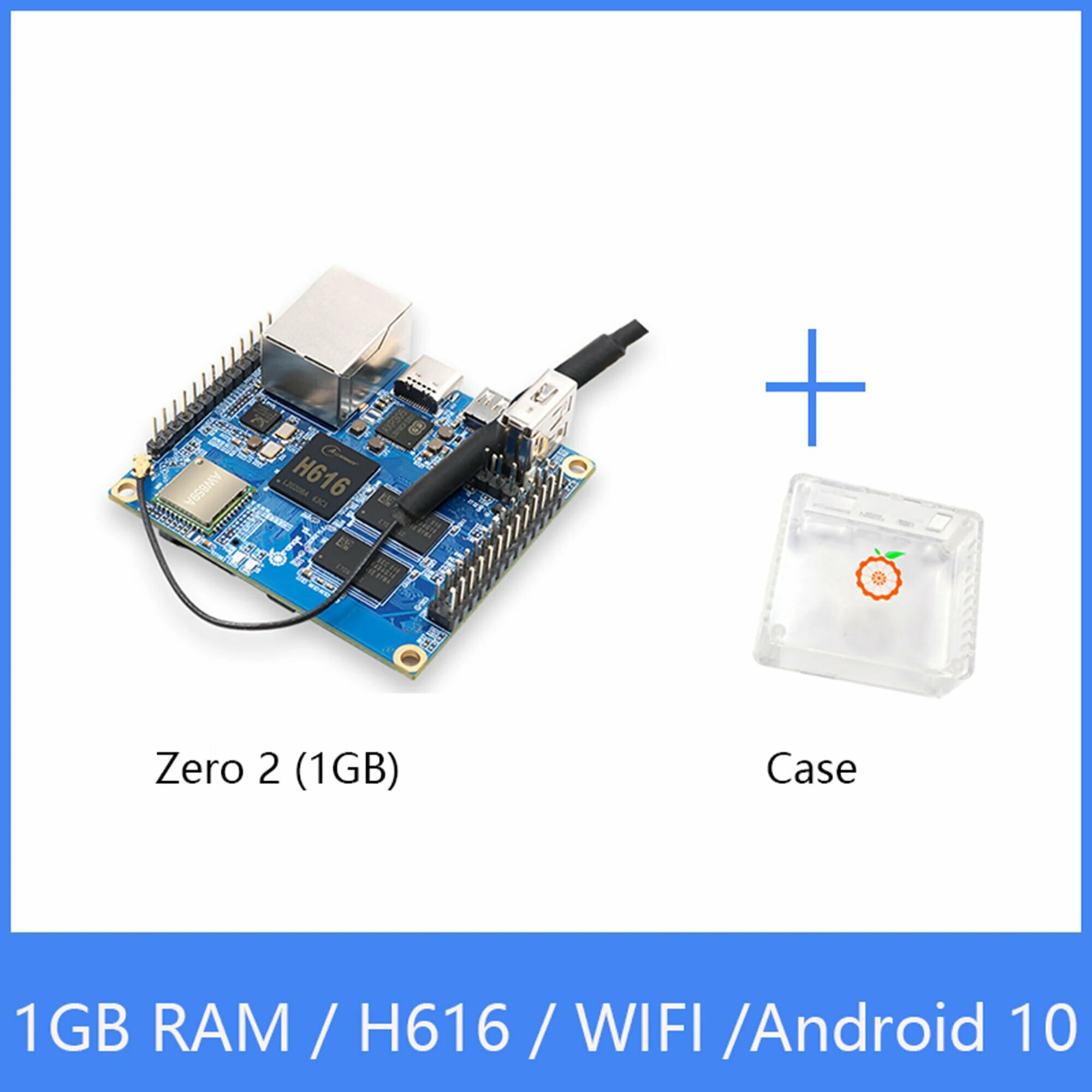 Orange Pi Zero 2 1 Гб + прозрачная фотография ABS, чип Allwinner H616, поддержка BT, Wif , Run Android 10, Ubuntu, Debian linux raspberry, Комплект 1