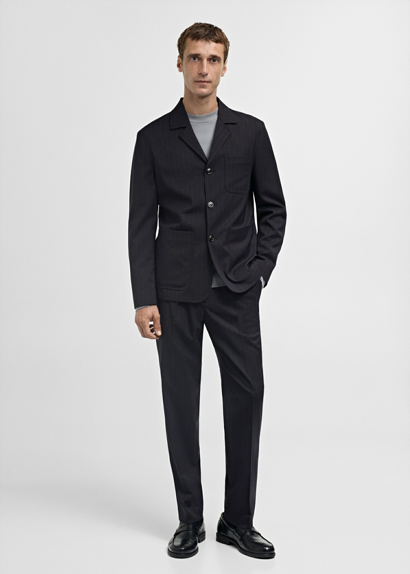 Пиджак MANGO Outlet, размер 54 EU, синий