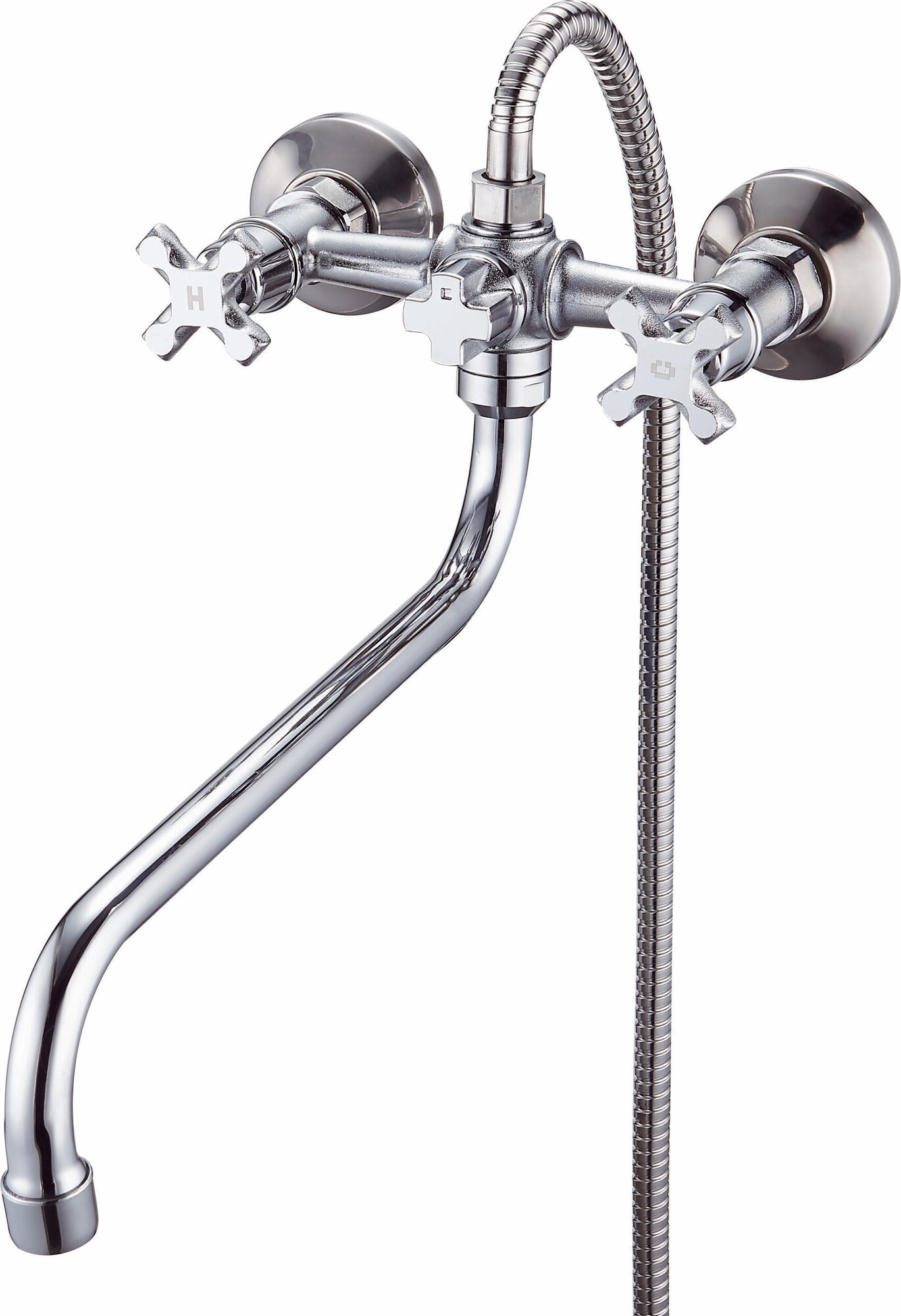 Смеситель для ванны Solone JIK7-A102-A, латунь и цинковый сплав, серебристый, 120 см