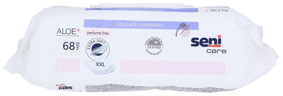 Влажные Салфетки Для Ухода За Больными Салфетки SENI CARE Sensitive влажн. с Алоэ Вера и Аллантоином д/чувст. кожи №68