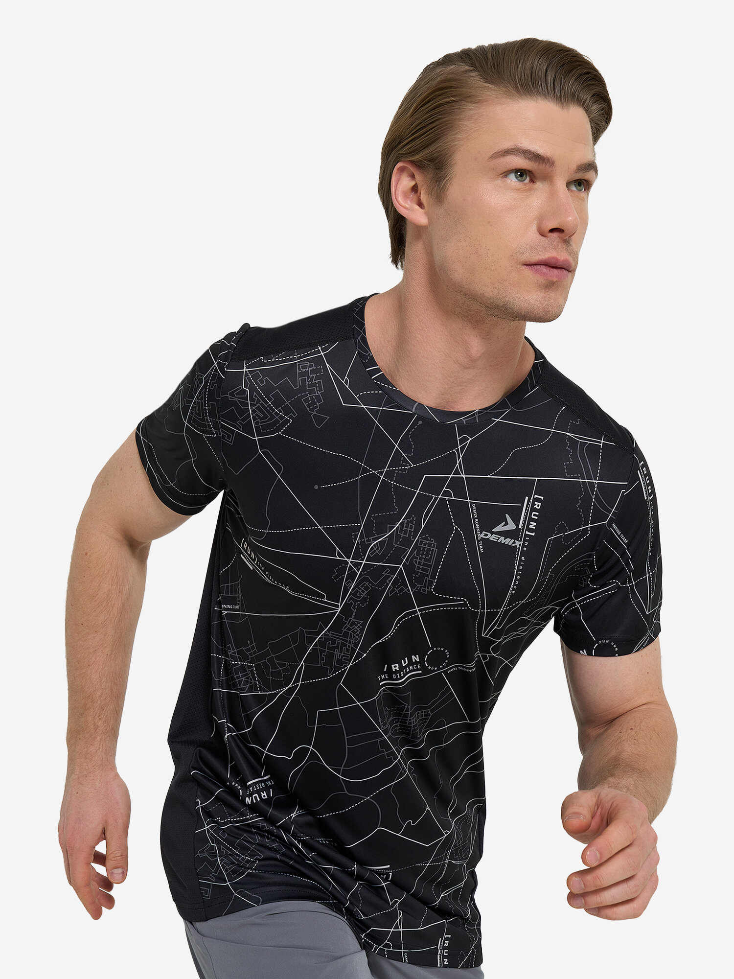 Футболка спортивная Demix M D Running Urban AOP SS T-Shirt размер 50 черный