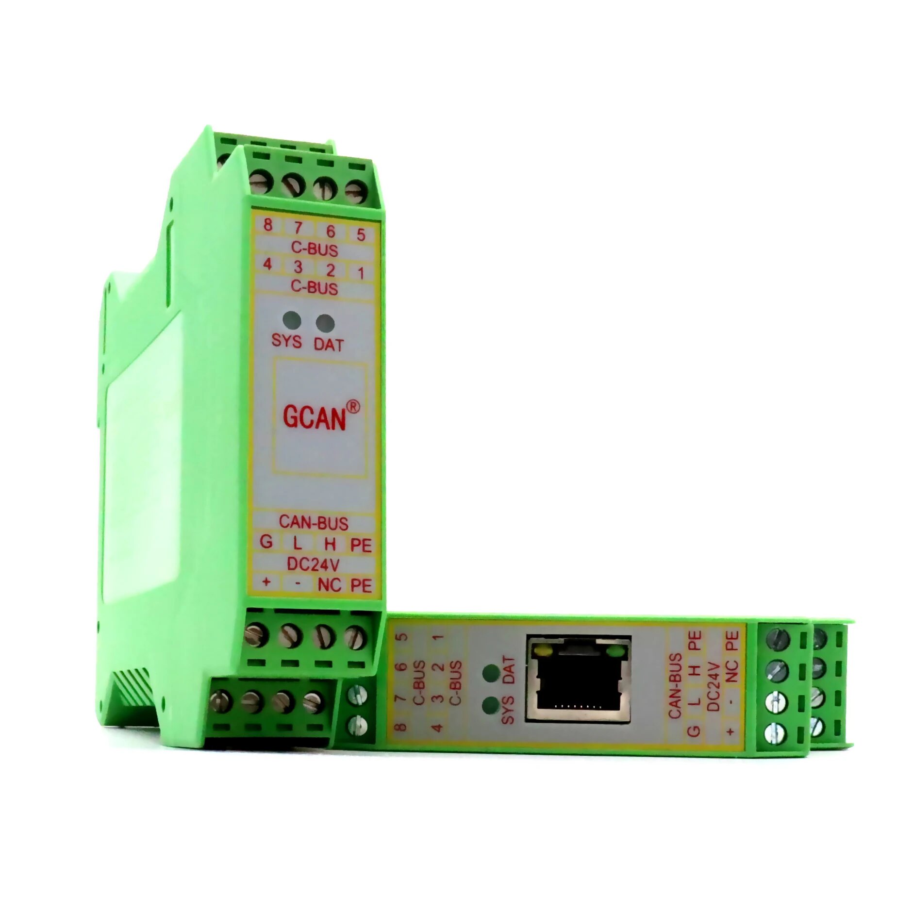 Оригинальный преобразователь промышленного класса GCAN-204 Modbus RTU в шину CAN с DIN-рейкой, используемый для подключения последовательных и CAN-шины