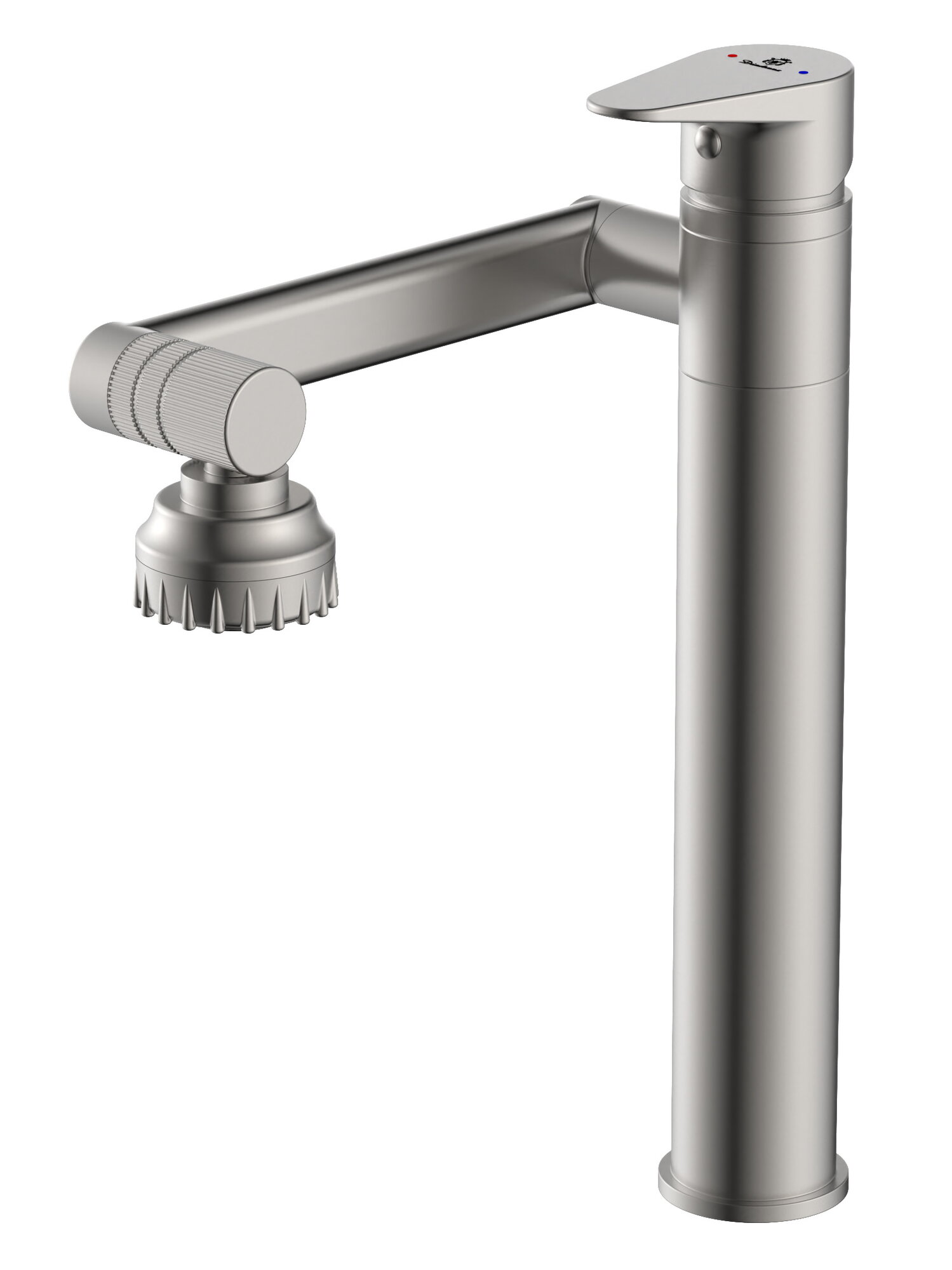 Смеситель Diadonna, поворотный излив, нержавеющая сталь, экономия воды, серый — фото 1