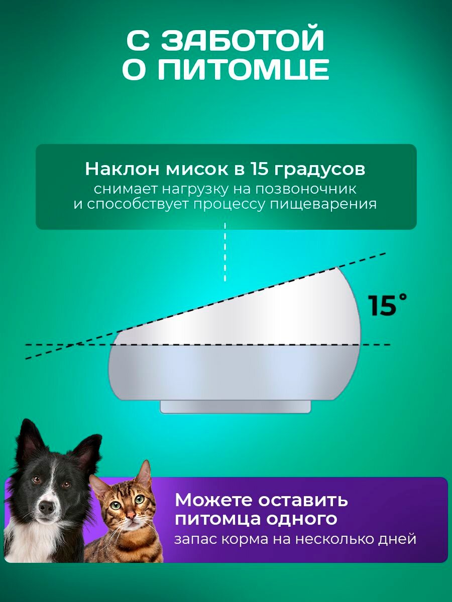 Миска 3 в 1 голубая/автопоилка/для животных, для кошек и собак/на подставке — фото 1