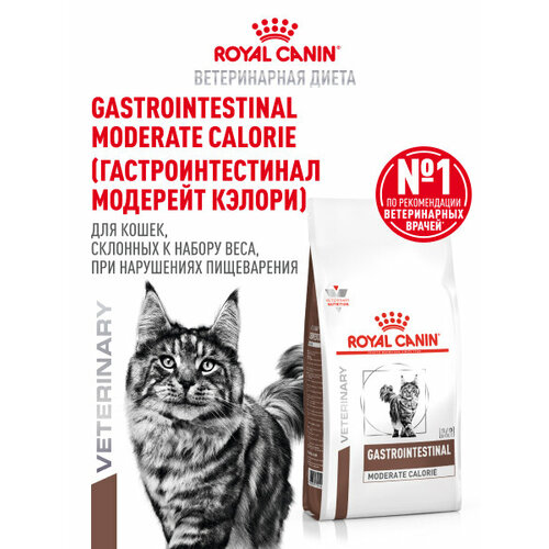 Royal Canin Gastrointestinal Moderate Calorie (Гастроинтестинал Модерейт Кэлори) корм сухой для взрослых кошек при расстройствах пищеварения, 2 кг