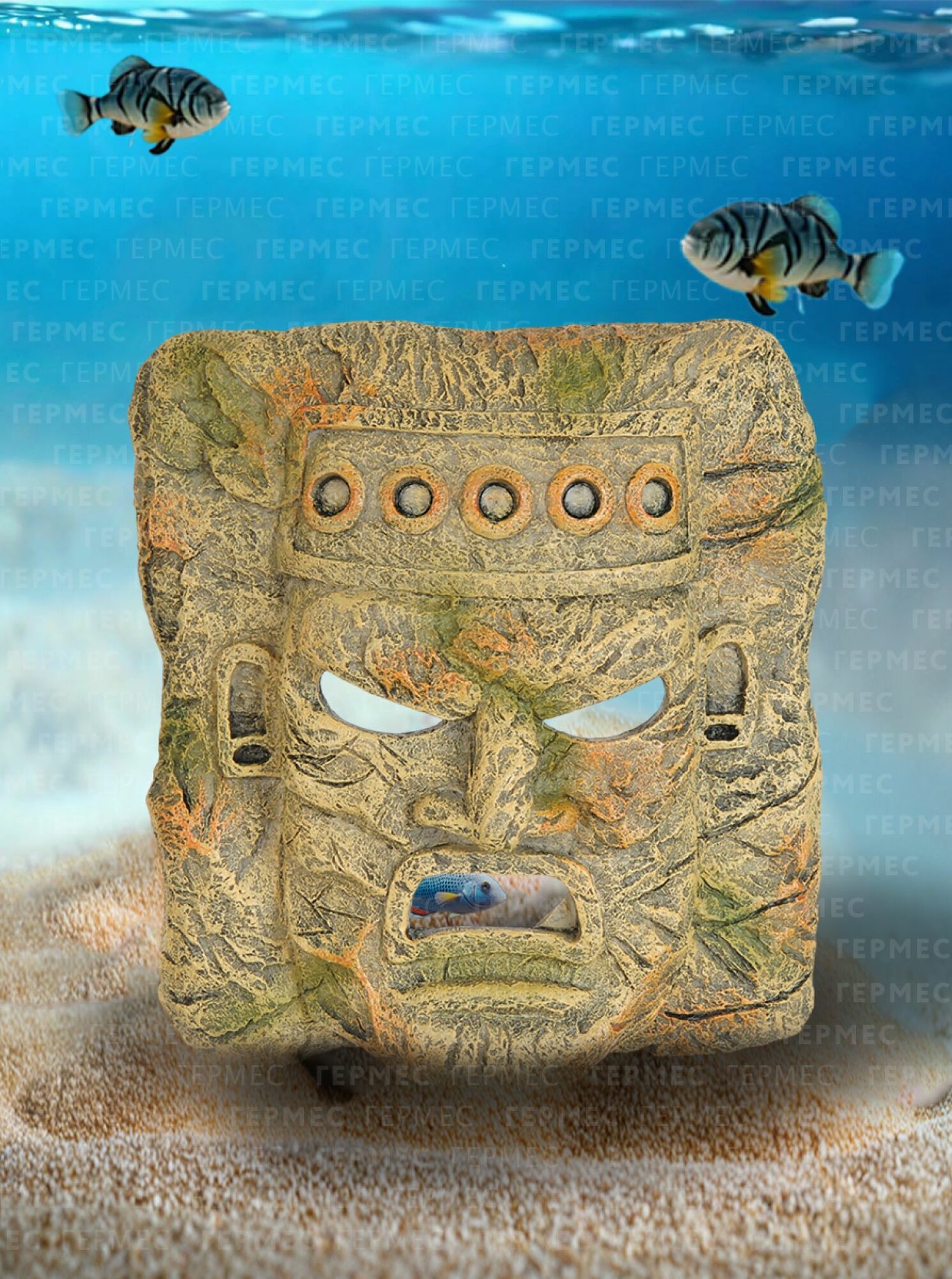 Декорация для аквариума Prime "Тотем ацтеков", пластик, 17x15.5x6 см — фото 1