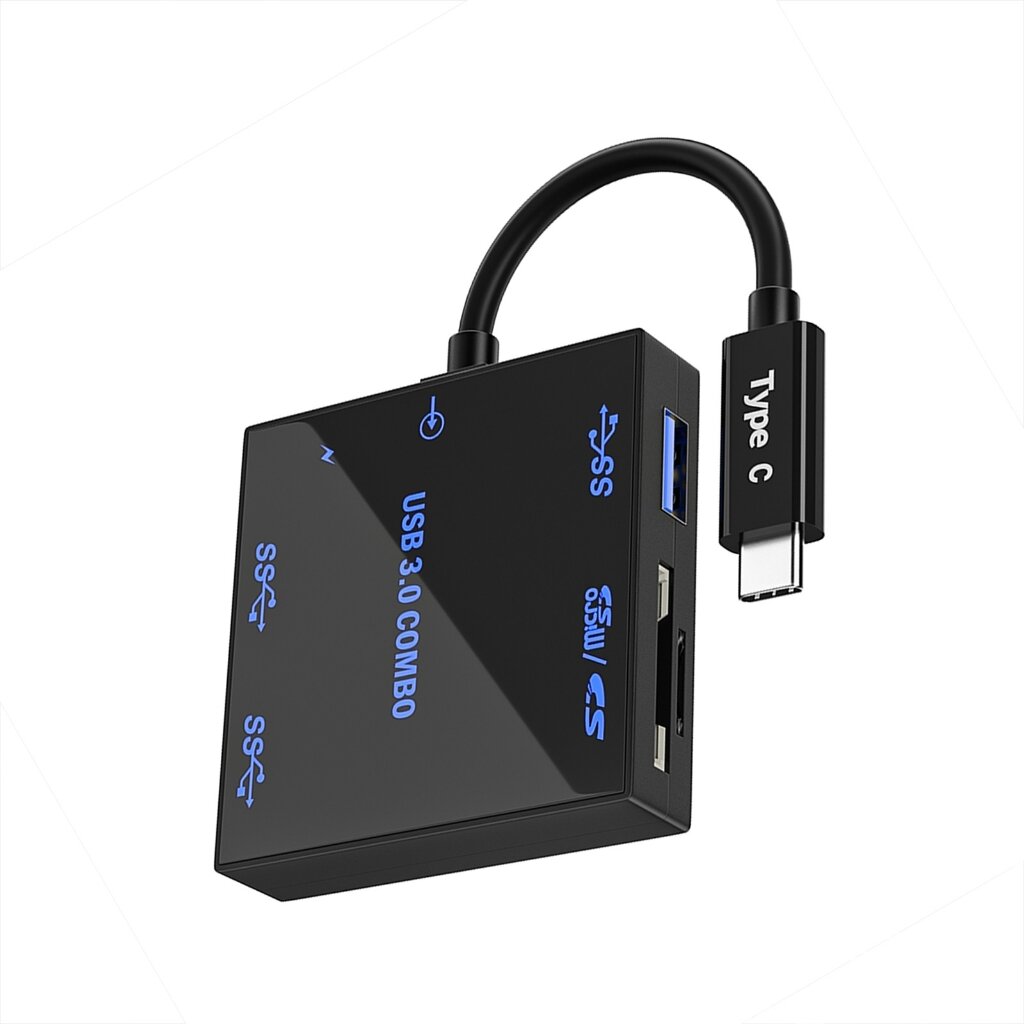 Высокоэффективный светящийся концентратор USB 3.0 3-портовая расширительная док-станция для устройства чтения карт TF 5 Гбит/с Быстрая передача данных для компьютерных устройств
