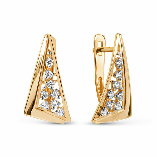 Серьги Золотая подкова, красное золото, 585 проба, фианит