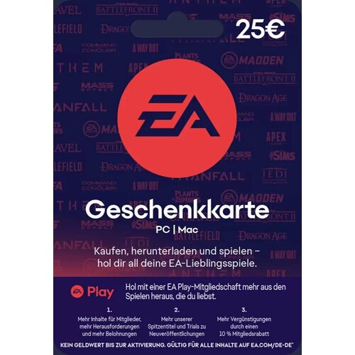 EA Gift Card 25 Ea Play PC Регион активации Евросоюз 3986₽