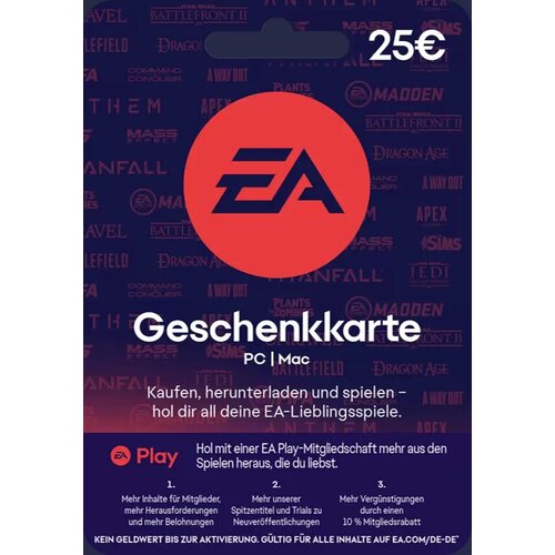 EA Gift Card €25 (Ea Play; PC; Регион активации Евросоюз) ашер лорен terms and conditions