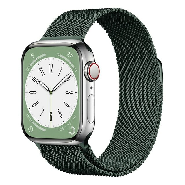 Ремешок миланcкий из нержавеющей стали Milanese Loop для Apple Watch 42/44/45/49 мм, на магните, зеленый кактус (23)