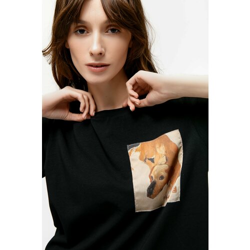 фото Футболка картина елены шумахер "лилу", размер s, черный artograph