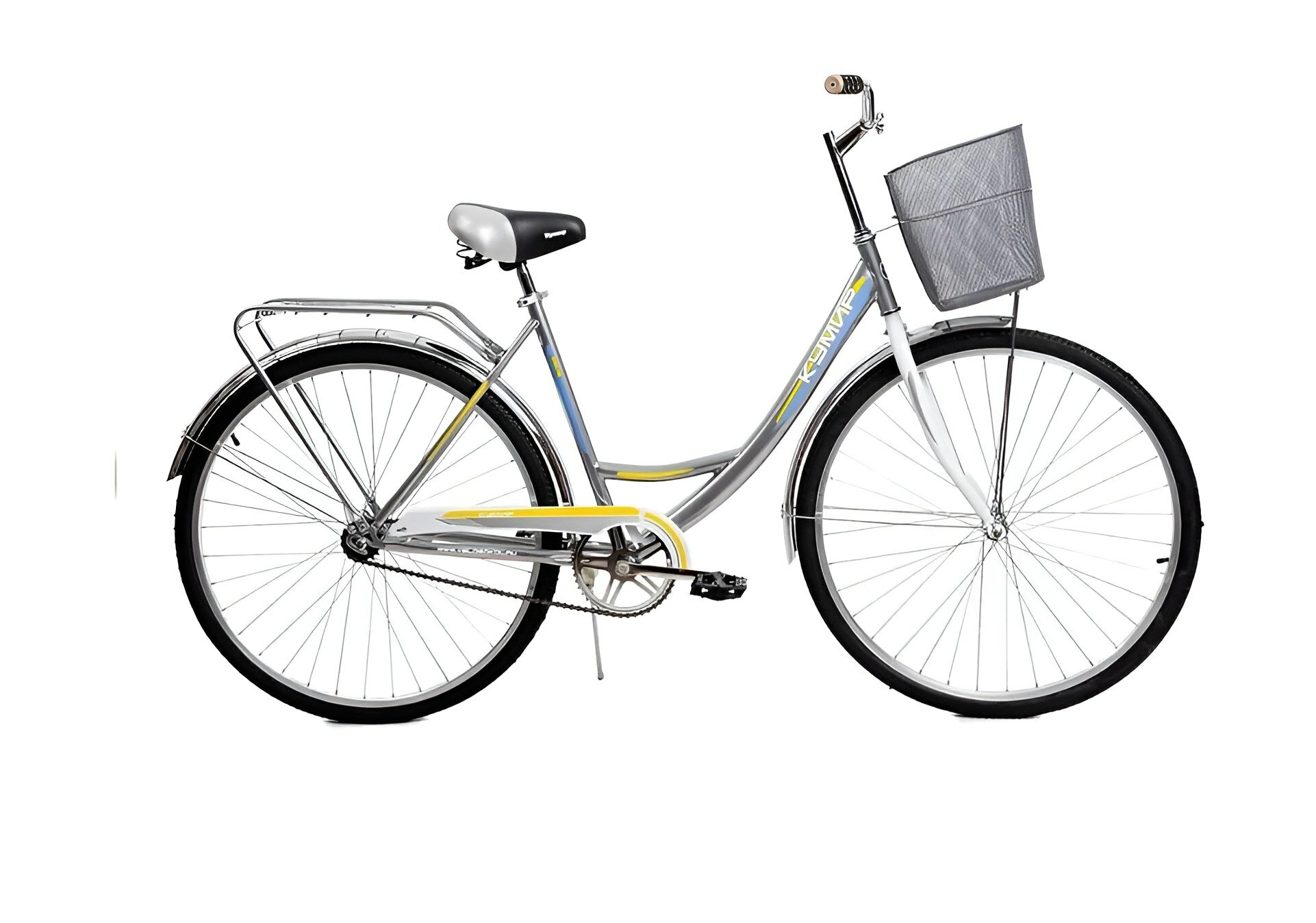 Велосипед городской "Кумир" 28 дюймов с корзиной для женщин, белый