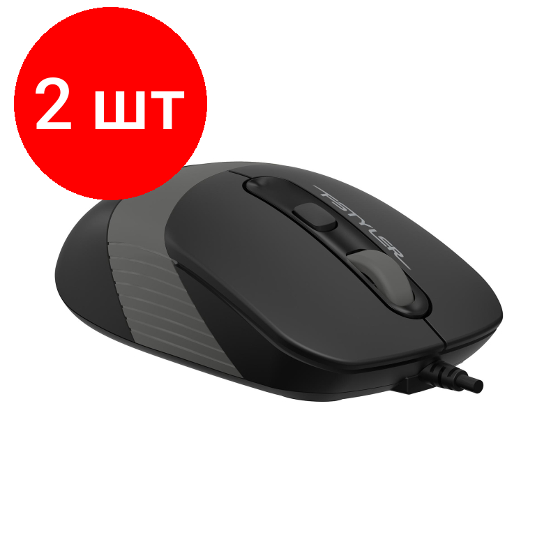 Комплект 2 штук, Мышь компьютерная A4Tech Fstyler FM10ST серый 1600dpi silent USB/4but