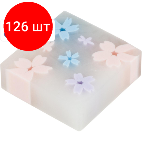 Комплект 126 штук Ластик Deli Sakura ПВХ 35x35x11 мм цвет в ассортименте 3387₽