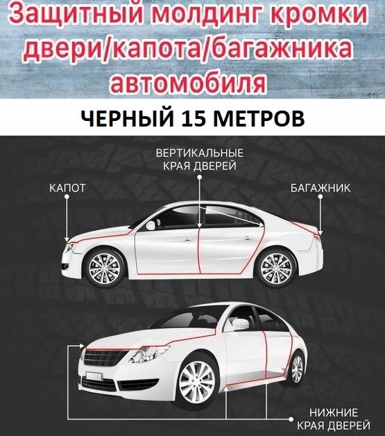 Защита кромки дверей Chery Arrizo 7/Arrizo 8 с металлической вставкой (черный)