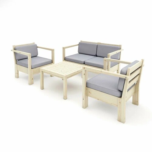 Комплект мебели Лаунж на 4 человека (Диван+2 кресла+столик) КМЛС-03 бежевый