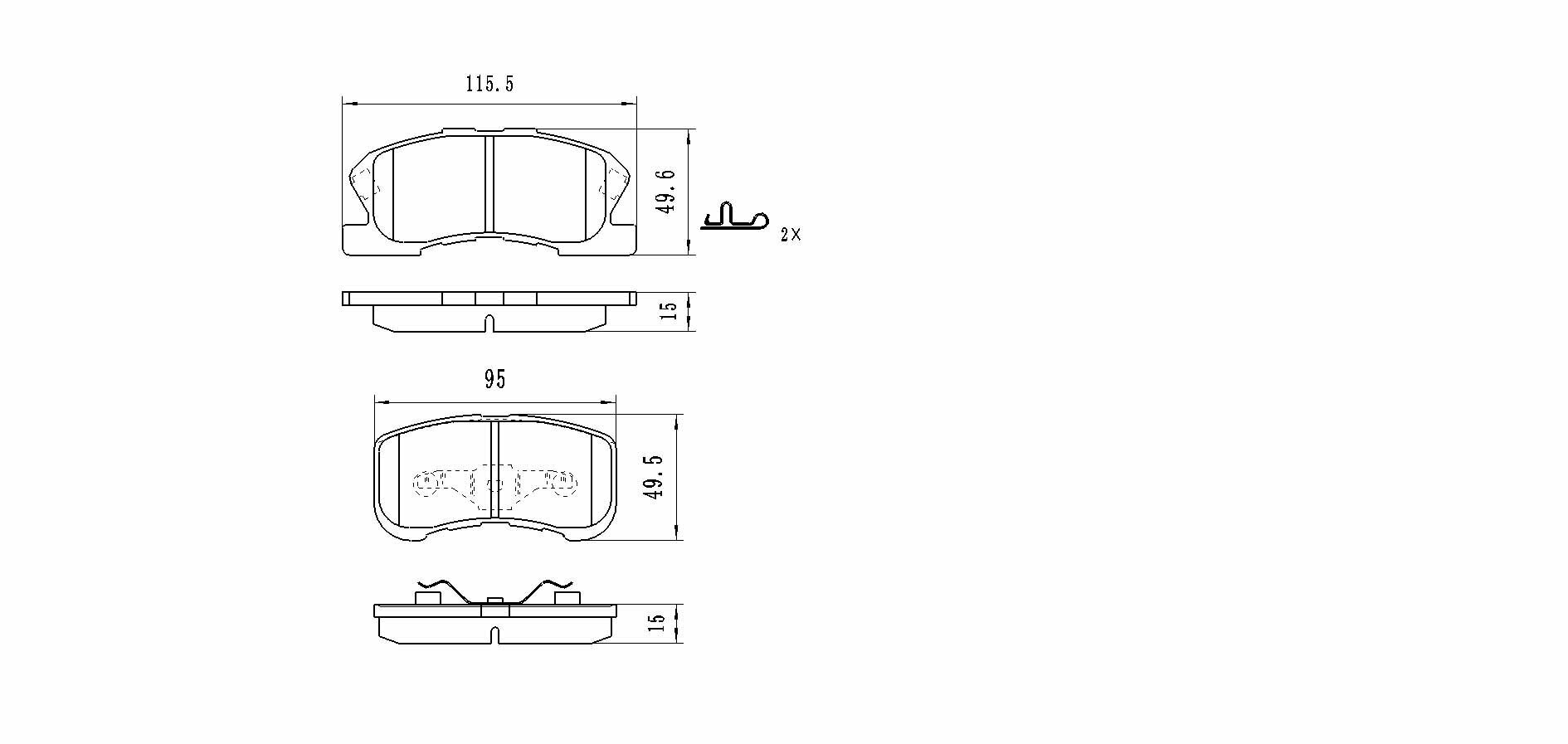 Колодки тормозные передние W1533BP для Daihatsu YRV (00-); Toyota Duet (98-04) аналог NIBK PN6427