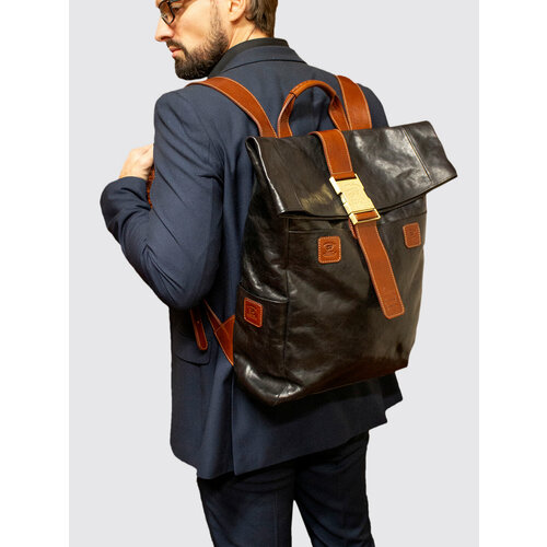 Рюкзак Bruno Bartello Рюкзак из натуральной кожи Bruno Bartello R-0002, фактура гладкая, черный