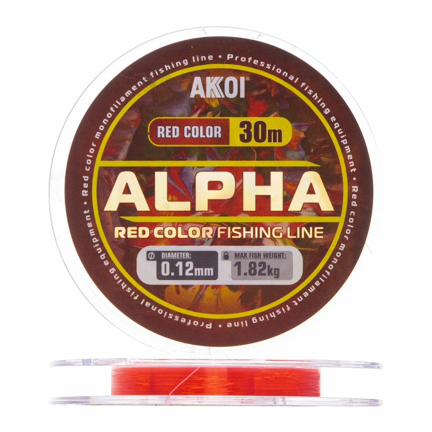 Леска монофильная для рыбалки Akkoi Alpha 0,12мм 30м (red)