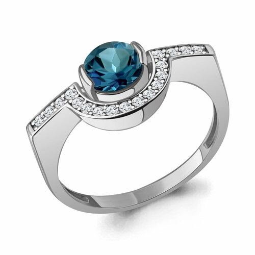 фото Кольцо diamant online, серебро, 925 проба, топаз, фианит, размер 17