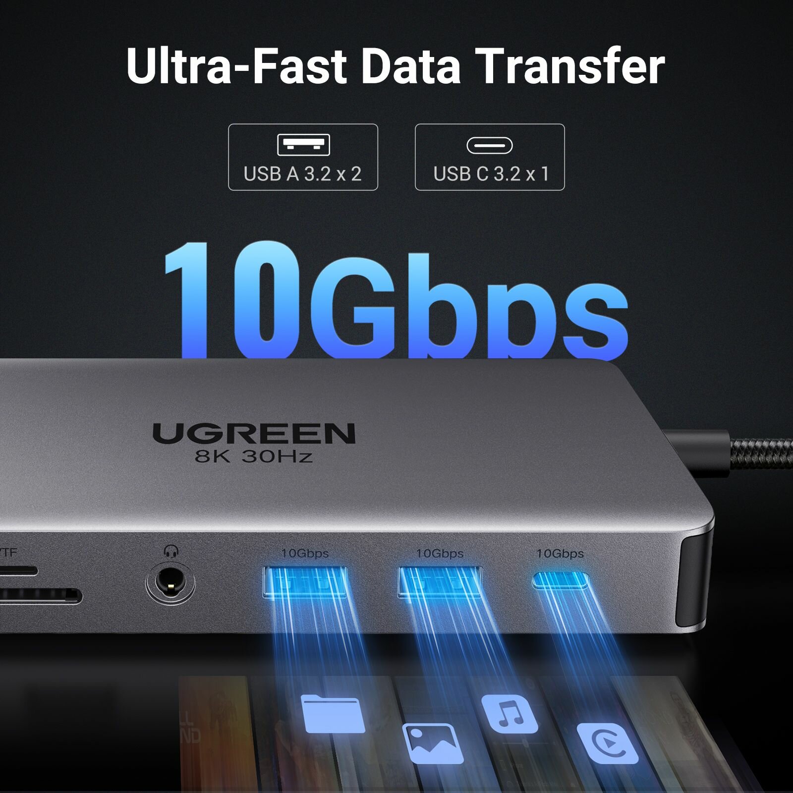 Разветвитель UGREEN 15965_ 11-in-1 USB-C, Hub Dual HDMI, серый - фото №17