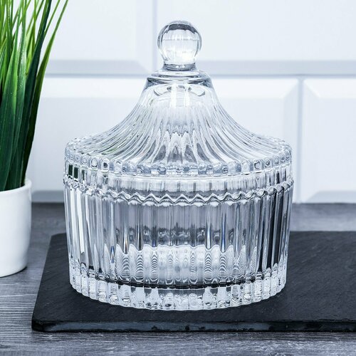 Сахарница 250 мл с крышкой стеклянная для сахара меда варенья 430₽