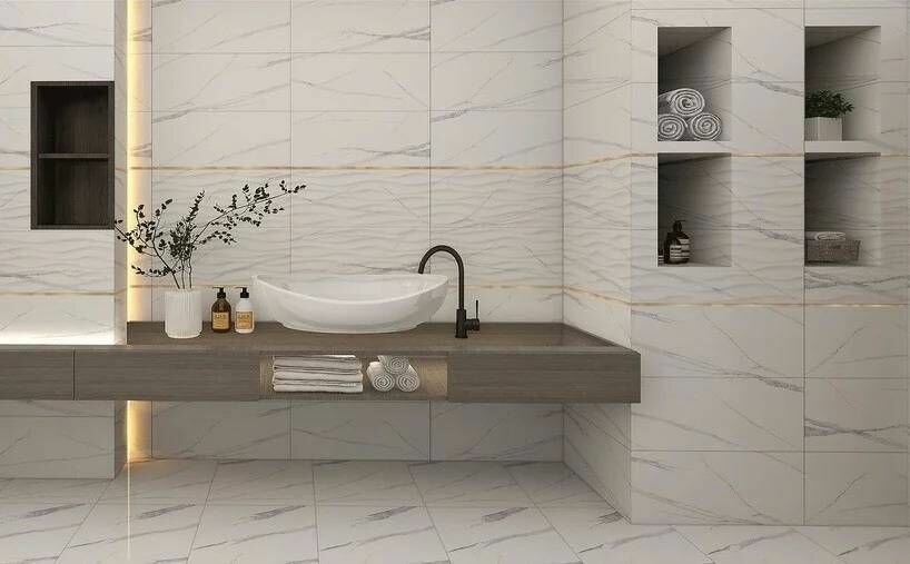 фото Керамическая плитка напольная Тянь-Шань Махаон под мрамор матовая TP453604D, 45 х 45 см, 2,025 м2