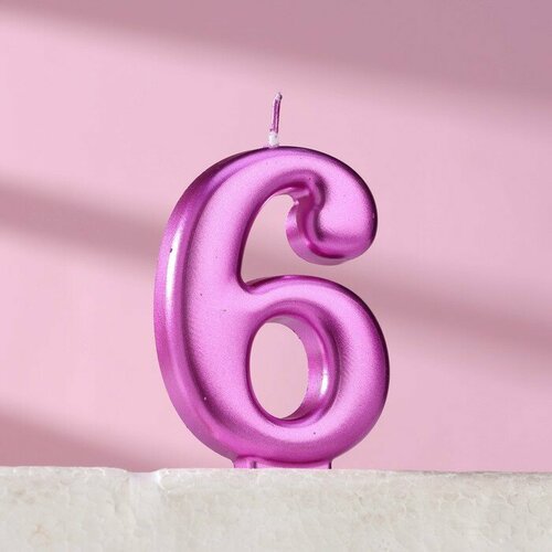 SUI Свеча для торта Европейская гигант цифра 6 7 см фиолетовый металлик 278₽