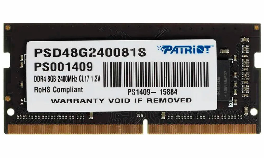 Оперативная память Patriot Memory SO-DIMM DDR4 8GB 2400Mhz Signature (PSD48G240081S)