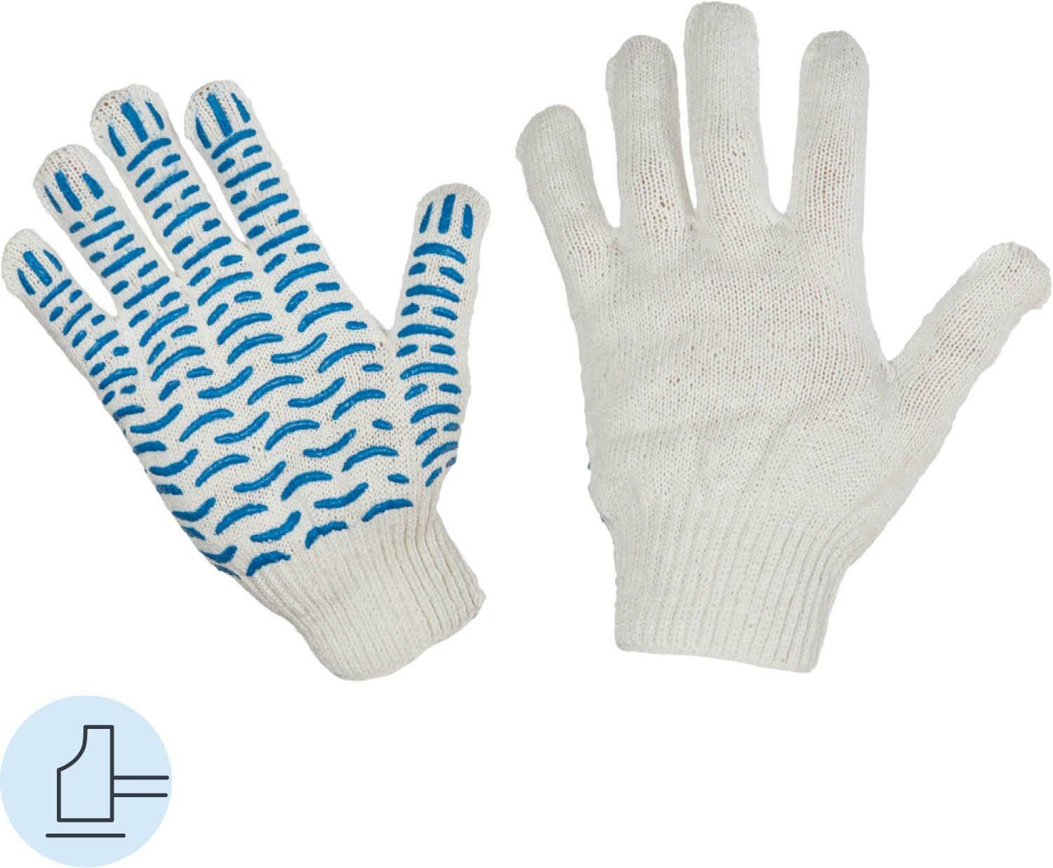 фото Перчатки защитные трикотажные с ПВХ Волна 4 нити 42г 10класс 10пар/уп