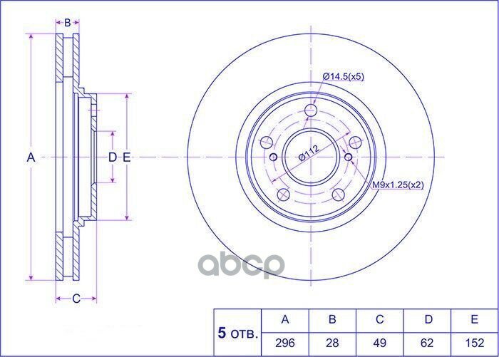 Диск тормозной /передний /TI-GUAR для Toyota Harrier 1997-2003 RX300 MCU10 KLUGER; 296/28мм; TG-43512-48011 PD3110853S RN1162.