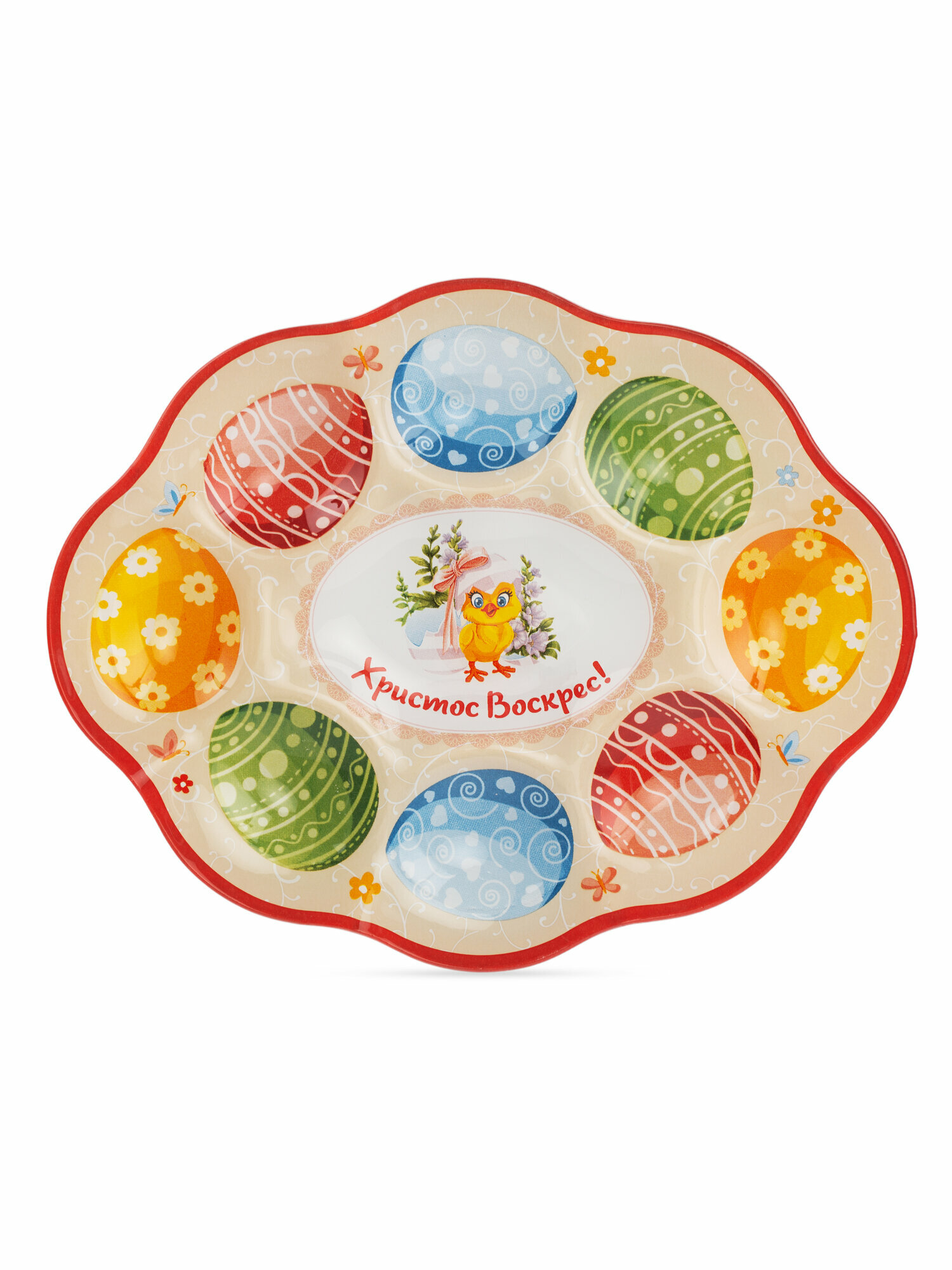 Подставка пасхальная для 8 яиц и кулича/пасхальное блюдо, 25см, SHELLEY — фото 1