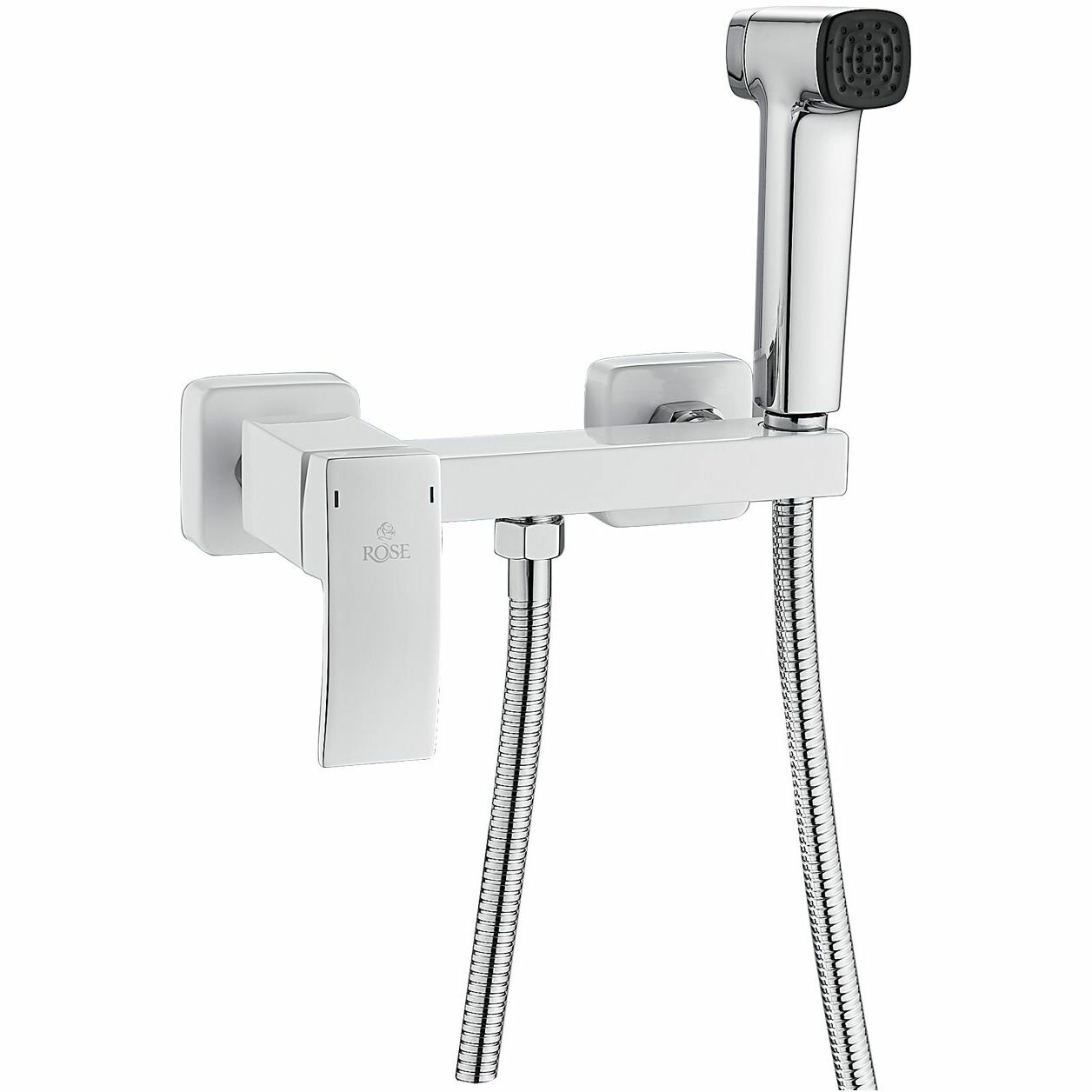 Гигиенический душ со смесителем Rose R1505F-1, белый/хром