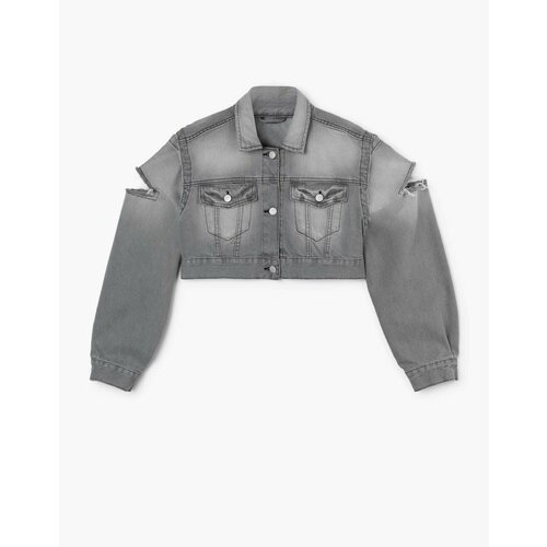 Джинсовая куртка Gloria Jeans, размер 14-16л/164-170, серый джинсовая куртка nota bene размер 164 170 серый