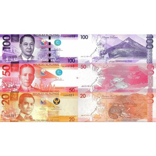 Набор банкнот Филиппины 20-50-100 песо 2022 года UNC
