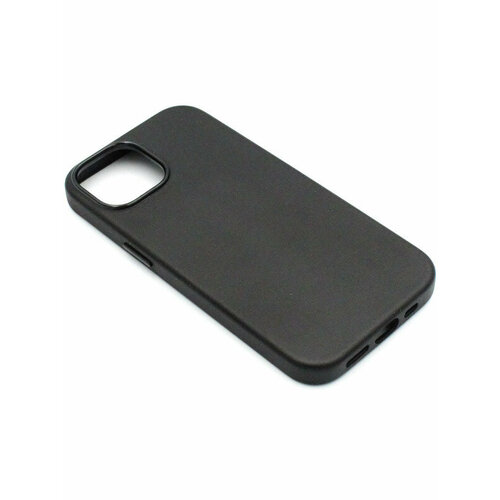 Чехол с MagSafe на iPhone 15 Leather Collection-Чёрный