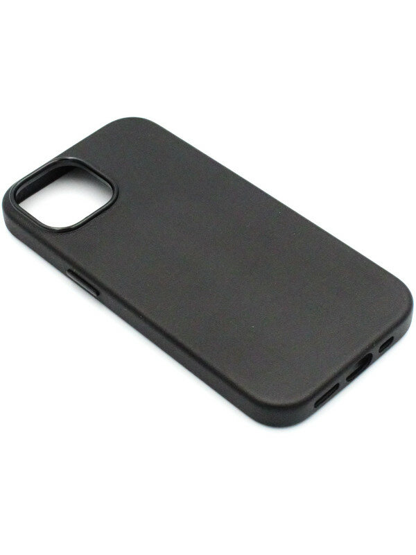 Чехол с MagSafe на iPhone 15 Leather Collection-Чёрный