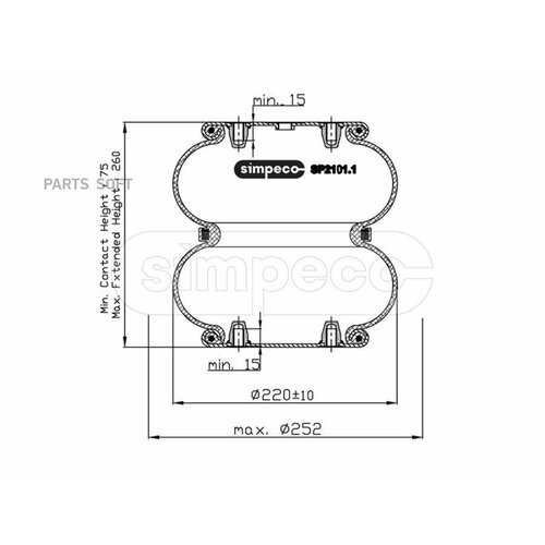 SIMPECO SP21011012 Пневморессора многосекционная SAF. ROR о. н.15603