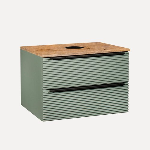 Изображение товара Тумба под раковину Runo Орлеан 60, подвесная, зеленый-дуб
