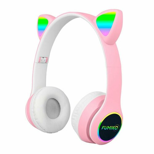 Полноразмерные беспроводные наушники Fumiko Neko V2 Кошачьи уши 8ч400 mAhBluetoothAUX розовые 870₽