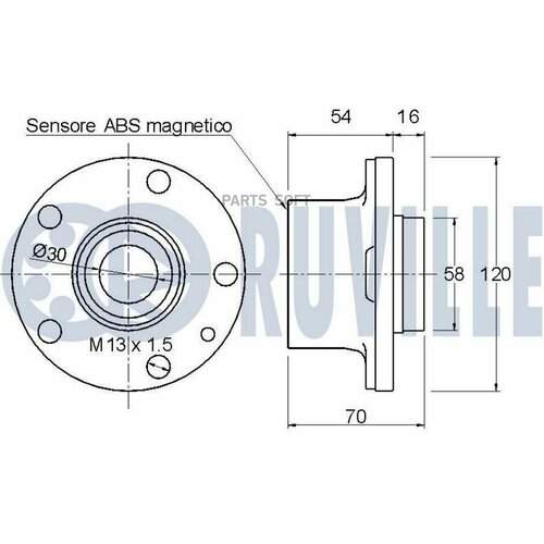 RUVILLE 221105 Подшипник-ступица FIAT PSA Ulysse Ulysse 3.0 V6 2.2 JTD 16v 807 2.2 HDI 16v Ulysse T.T. escluso 3.0