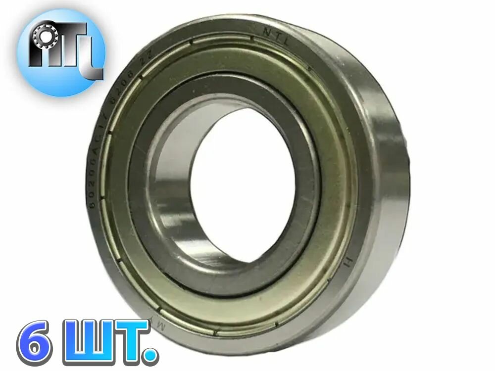 Комплект 6 шт. Подшипник 6206-2Z (6206-ZZ) (80206) NTL Bearing