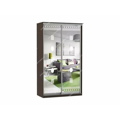 Шкаф купе Модерн 1490х450 2-х дверный 2-х секционный зеркальный с пескоструем 2 венге 75852₽