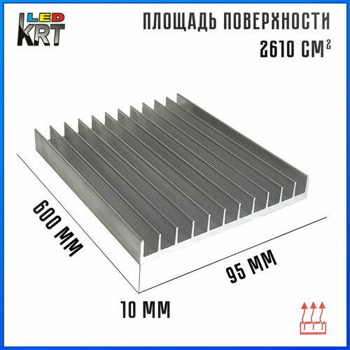 Радиаторный алюминиевый профиль 95х13х600 мм. Радиатор охлаждения, теплоотвод, охлаждение светодиодов