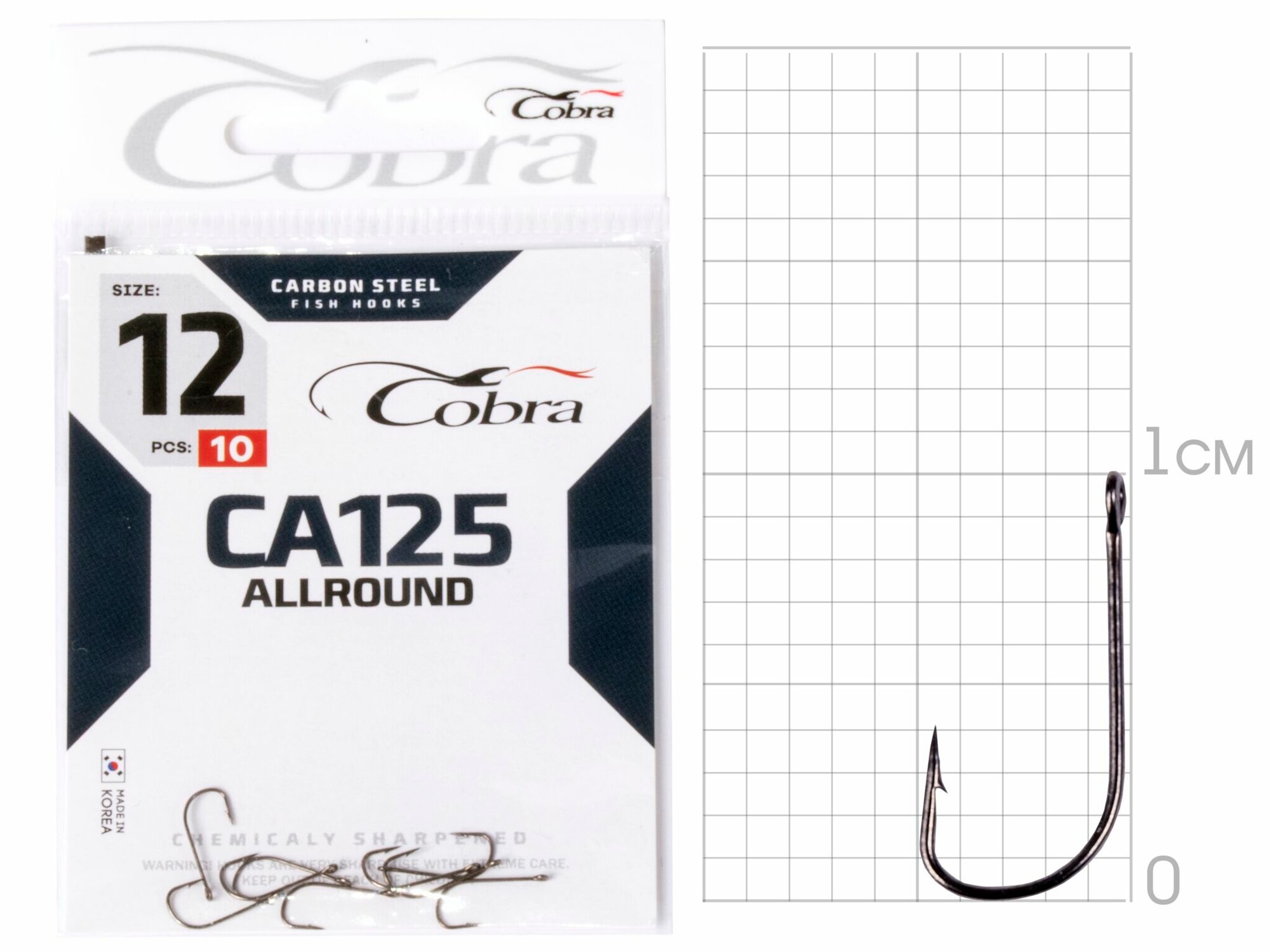 Крючки одинарные Cobra ALLROUND серия CA125 размер 012 10 шт.