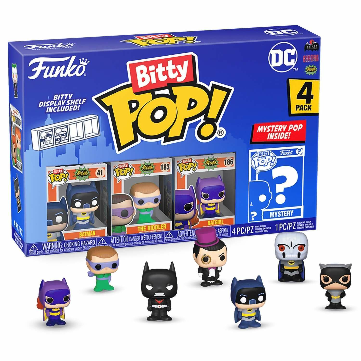Фигурки Funko Bitty POP! DC Comics S4 Batman+The Riddler+Batgirl+Mystery (1 of 4) 4PK 71314