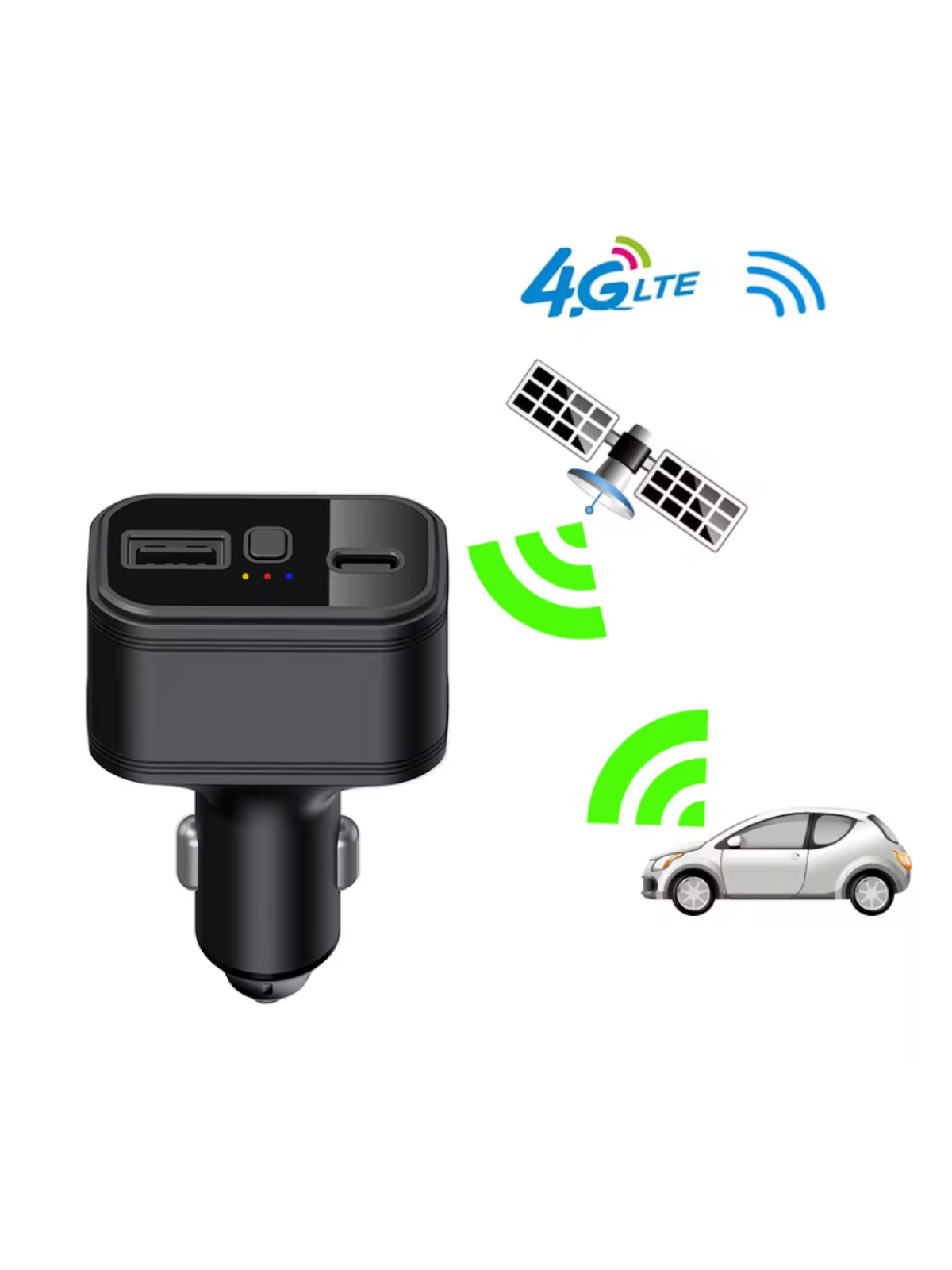 GPS трекер TKSTAR TK818 4G с мобильным приложением и кнопкой SOS / Автомобильное зарядное устройство с сим картой 4G