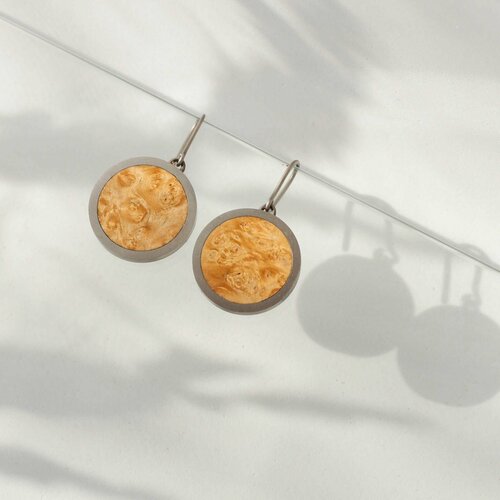 Серьги Медведик Арт, дерево, желтый